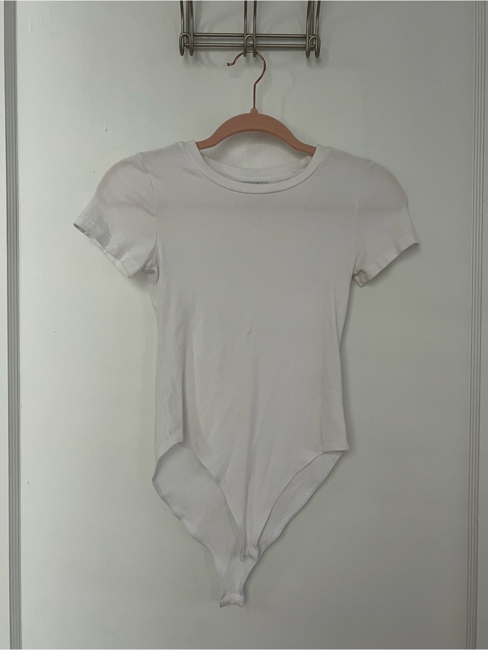 Mango White Short-Sleeve Crew Neck Bodysuit